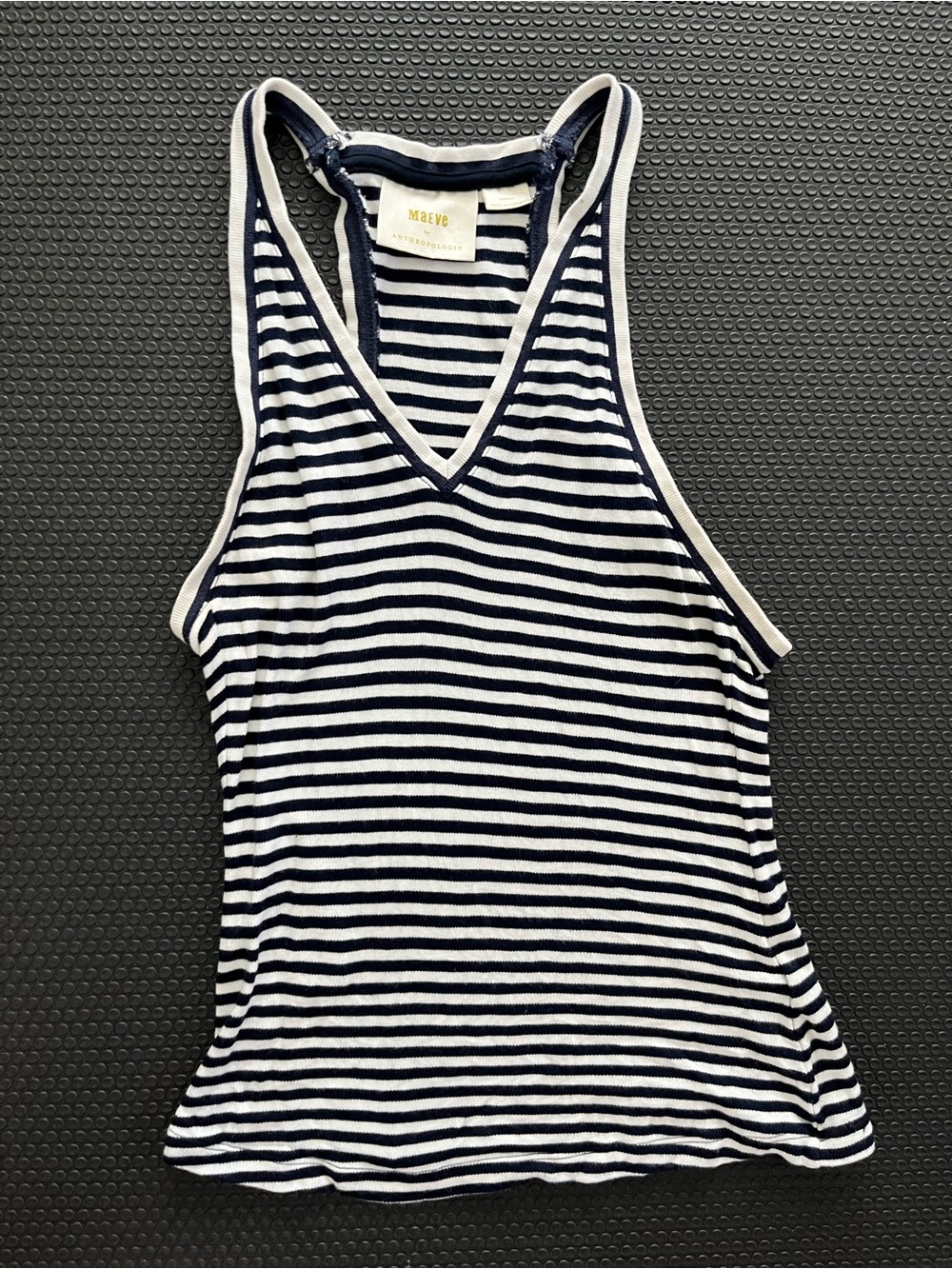 Maeve Navy & White Striped V-Neck Tank